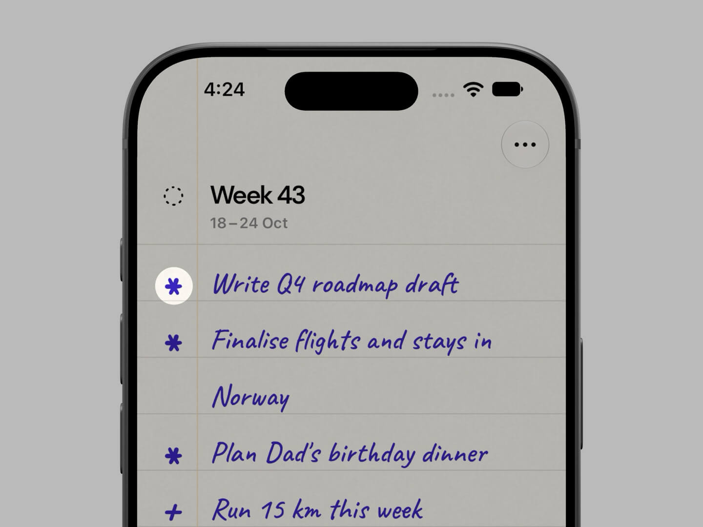 Change goal priority in the Foreweek app