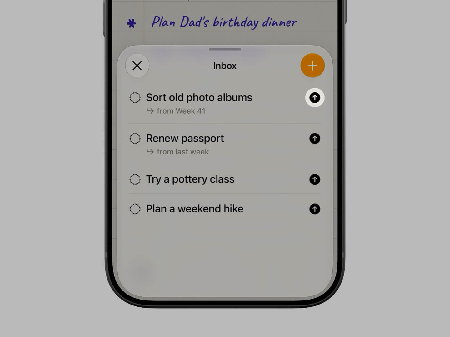 Send goal to this week in the Foreweek app